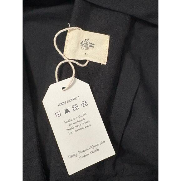 NWT Linen Vibes Lace Up A-line Midi Dress Women's Small Black Whimsygoth Chic - Picture 11 of 11